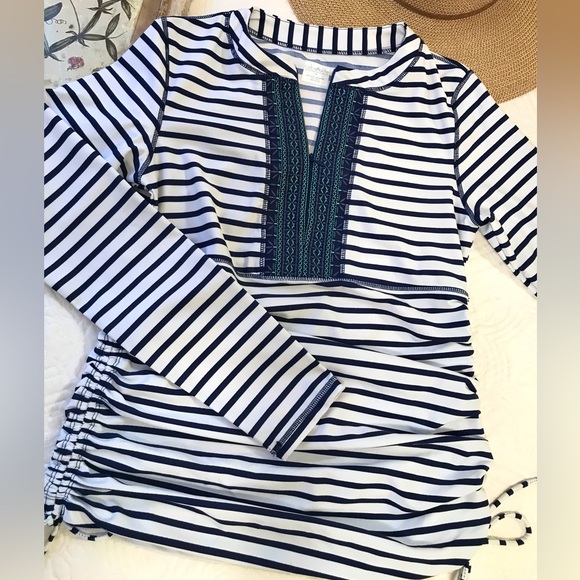 Cabana Life Embroidered Ruched Rash Guard - Picture 6 of 16